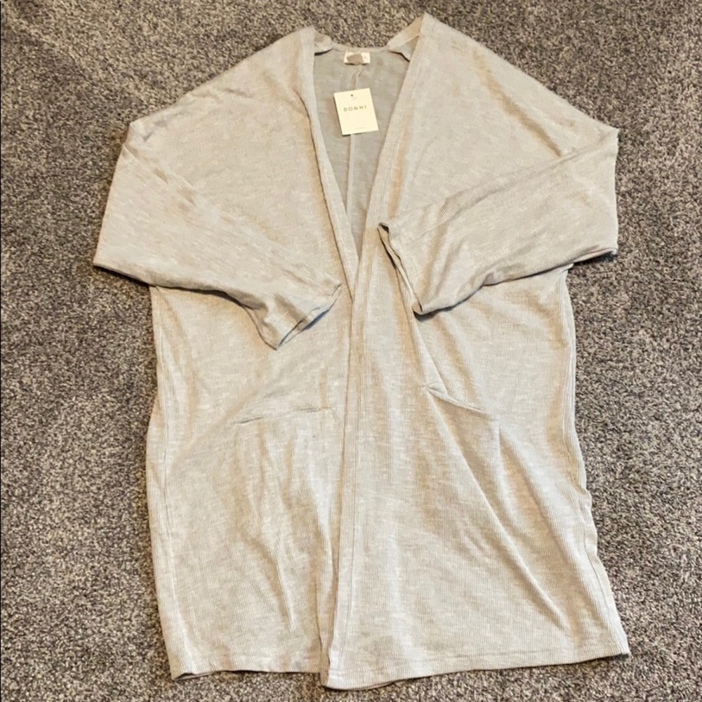 Donni long cardigan. Grey striped